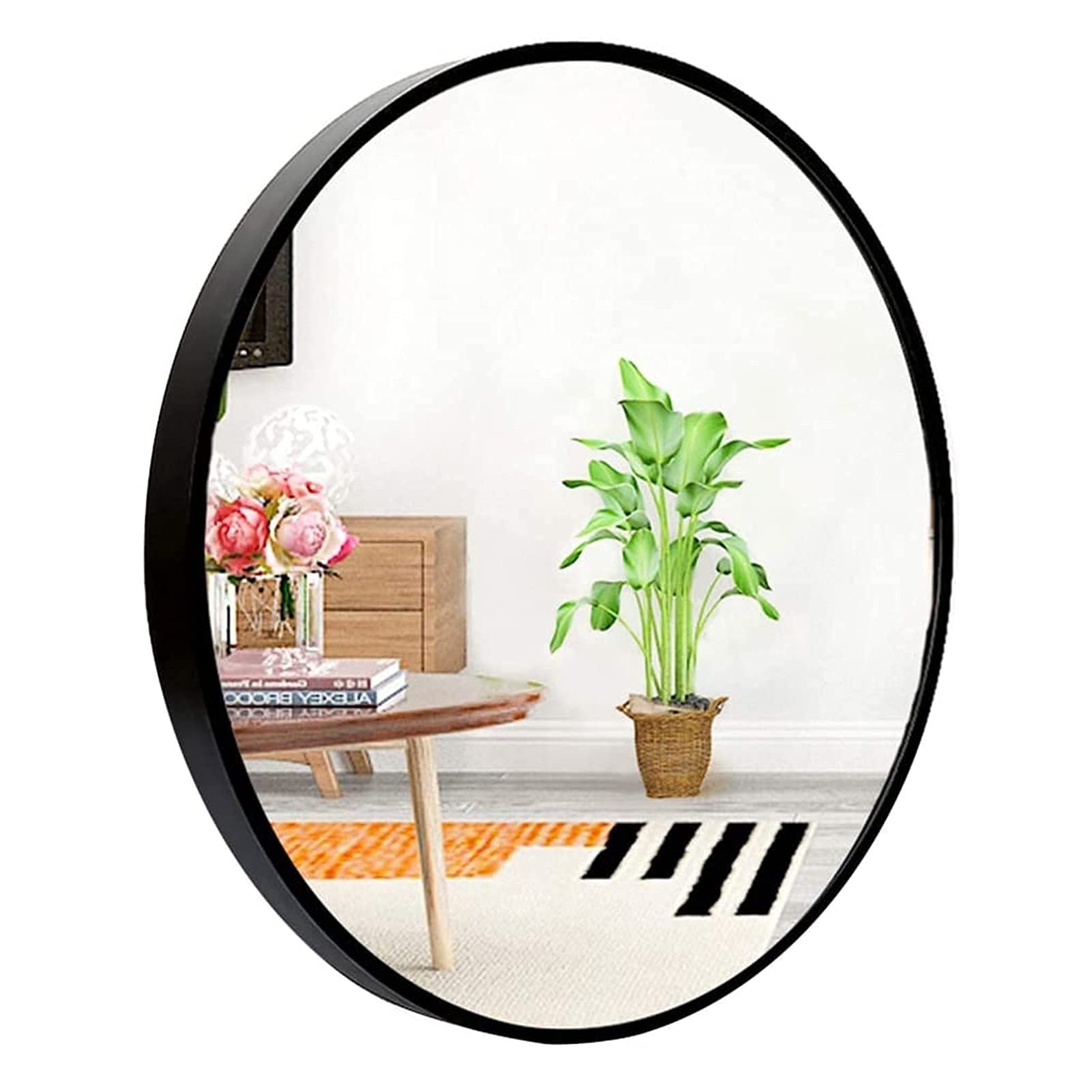 TYUHDUYUR Large Round Wall Mounted Mirror for Bathroom | Cicular Wall Mirror Black | Modern Decorative Mirrors for Wall | Vanity Shaving Make up Mirrors Living Room Entryway Bedroom