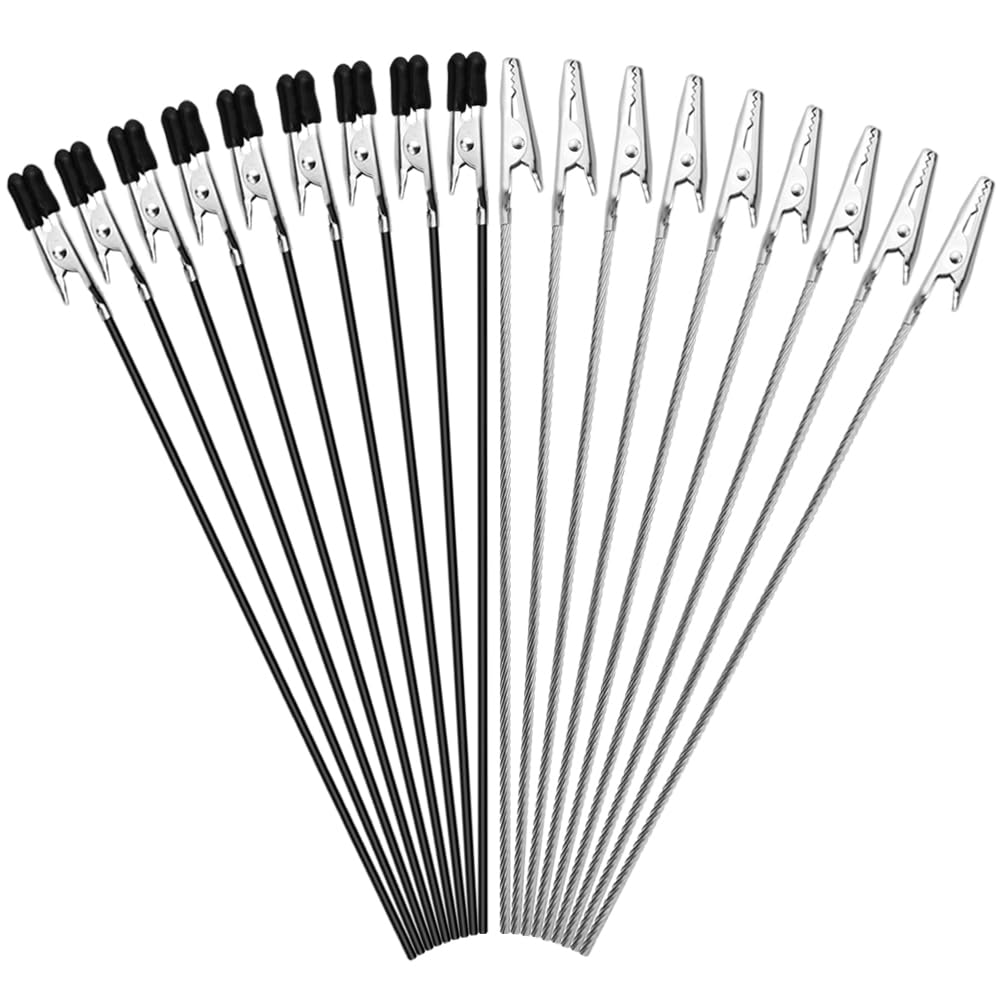 TOVOT 40PCS Alligator Clips Sticks (18.6CM) Model Making Tool Spray Paint Clamps (Silver and Black)