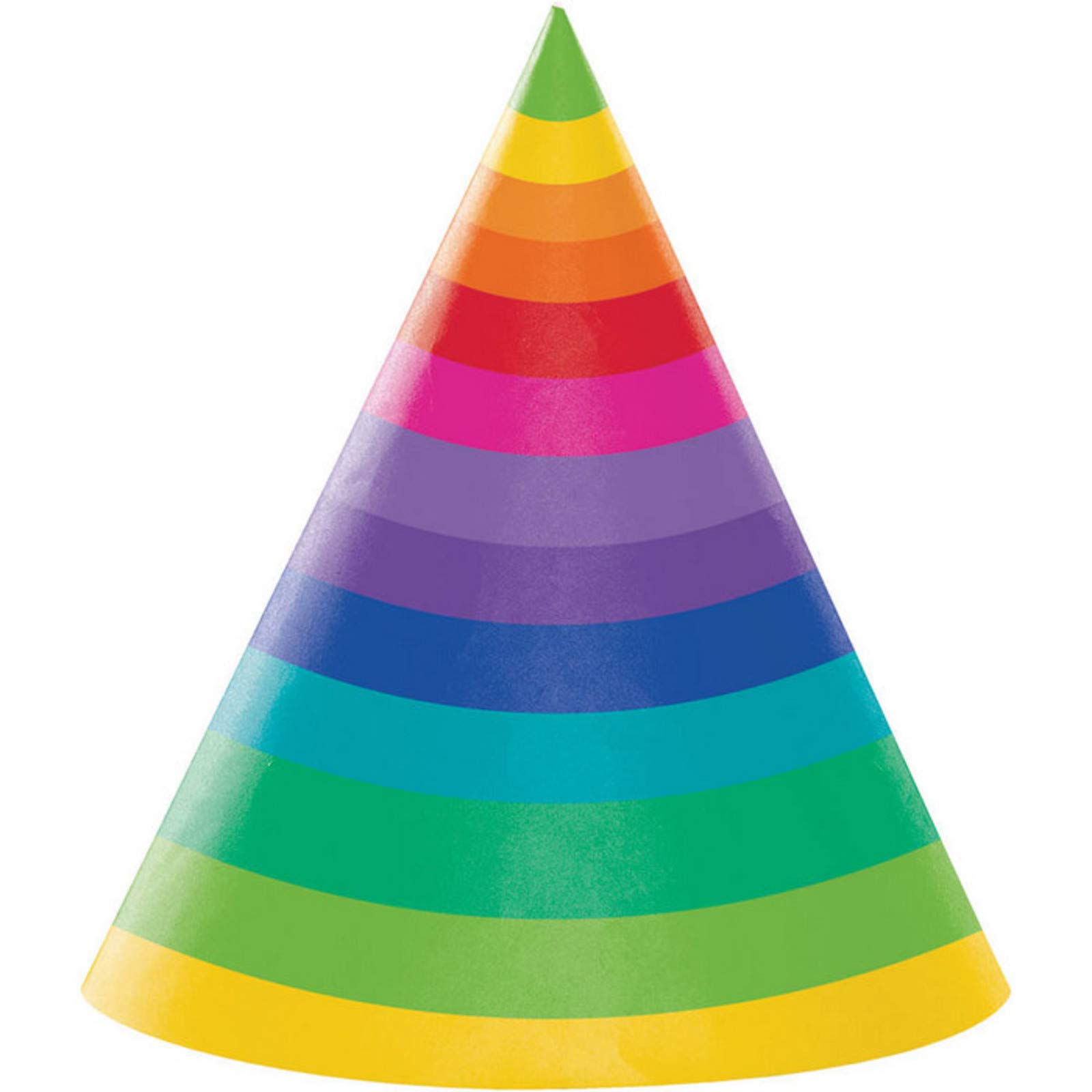 Creative Converting 8-Count Adult-Sized Cone Party Hats, Rainbow, Paper