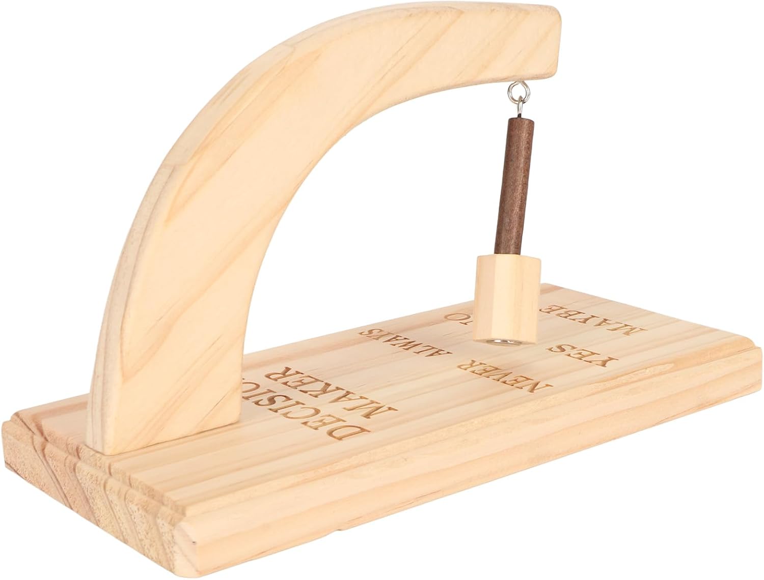 Wooden Magnetic Decision Maker, Oscillating Decision Selector with Yes No Always Never Maybe Answers, Oak Wood Swing Answer Finder for Indecisive People, Desk Office Home