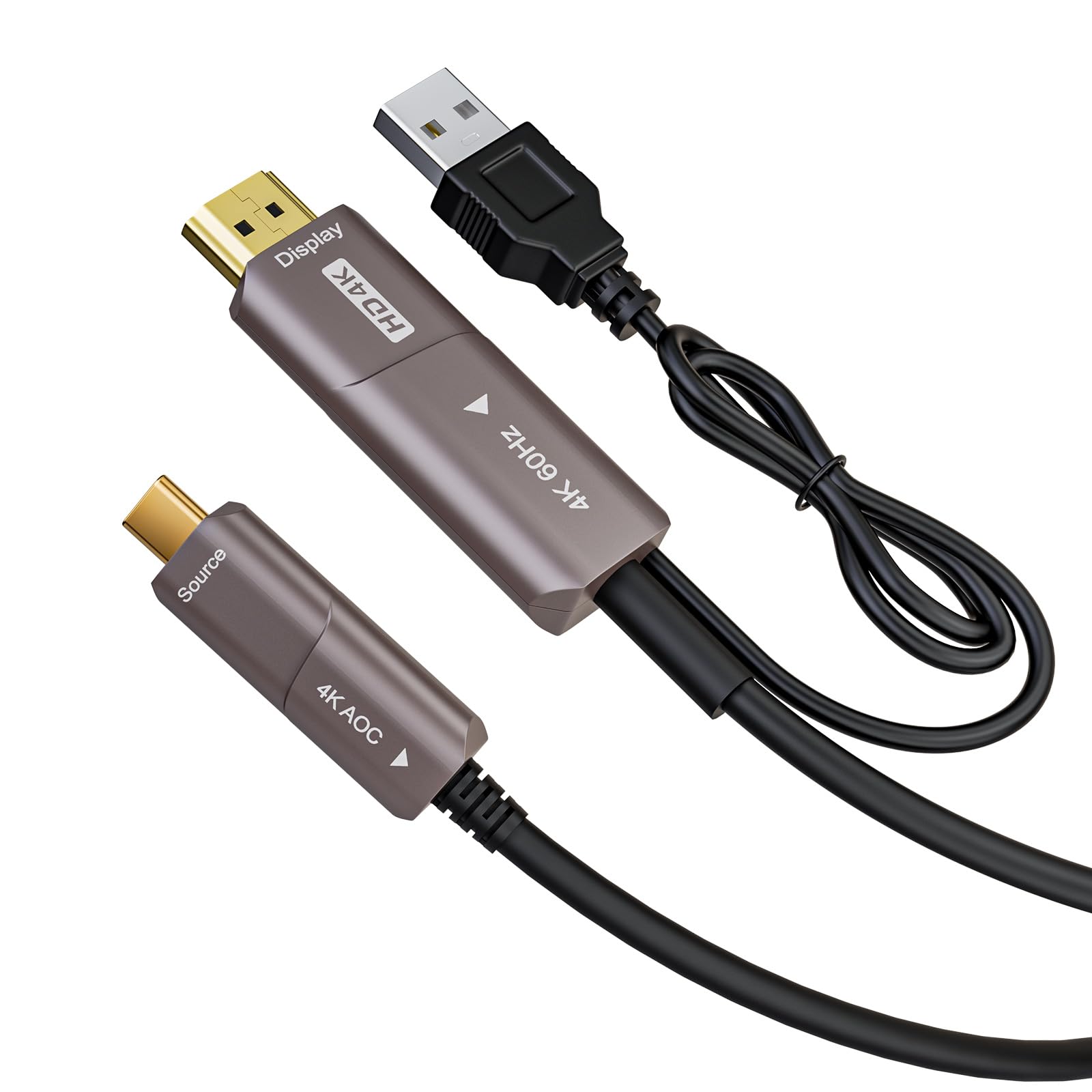 USB C a HDMI fibra óptica cable,CHENLENIC Cable USB C a HDMI de fibra óptica USB 3.1 tipo C a cable HDMI-10Meter
