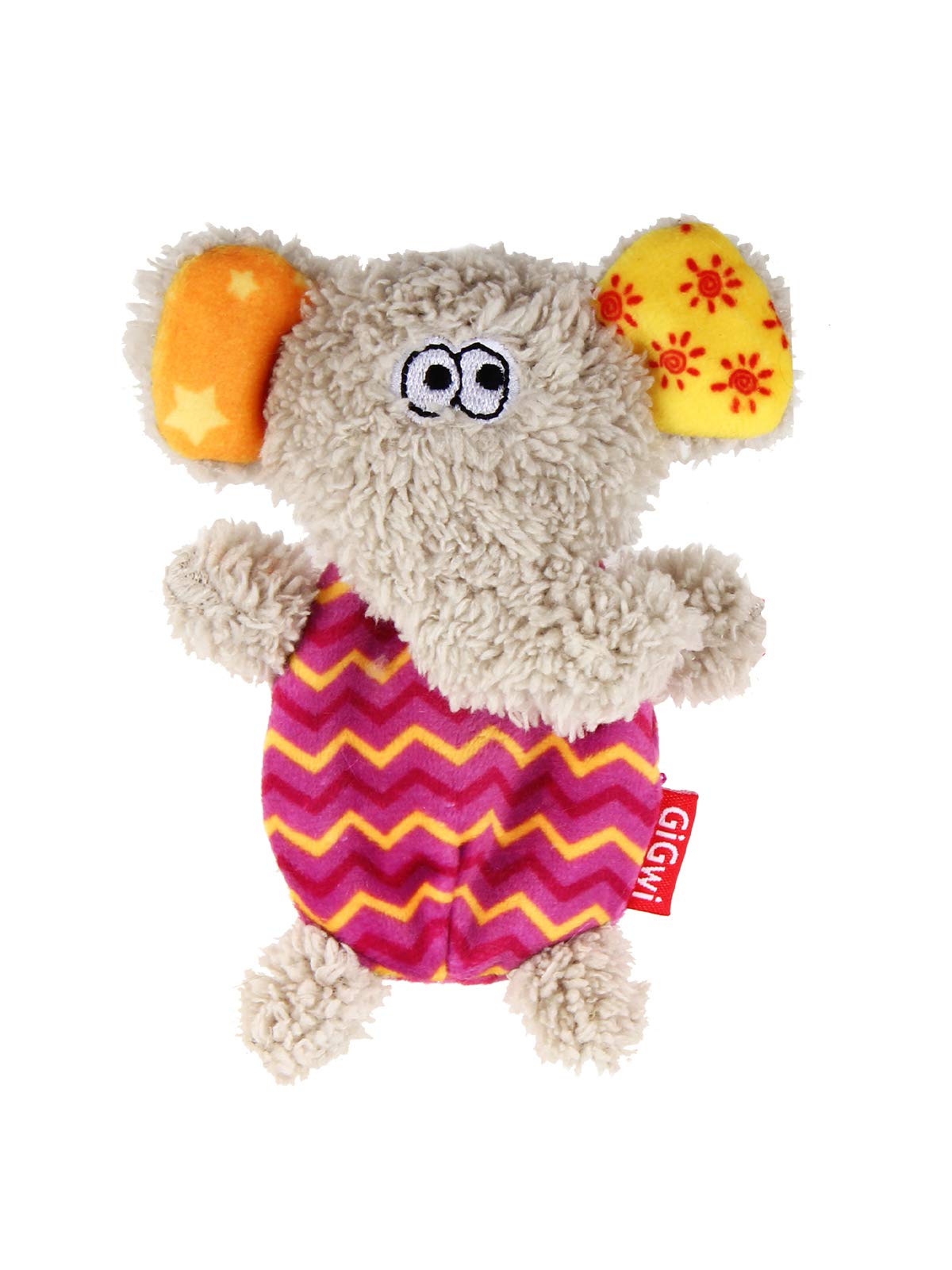 GiGwi Plush Friendz Refillable Elephant Toy, Cute, Soft & Cuddly Plush Toy, 2 Changeable Squeakers, Lightweight, No Stuffing, for Fetch, Snuggling, Tossing, Ideal for Puppies & Light Chewers, Small