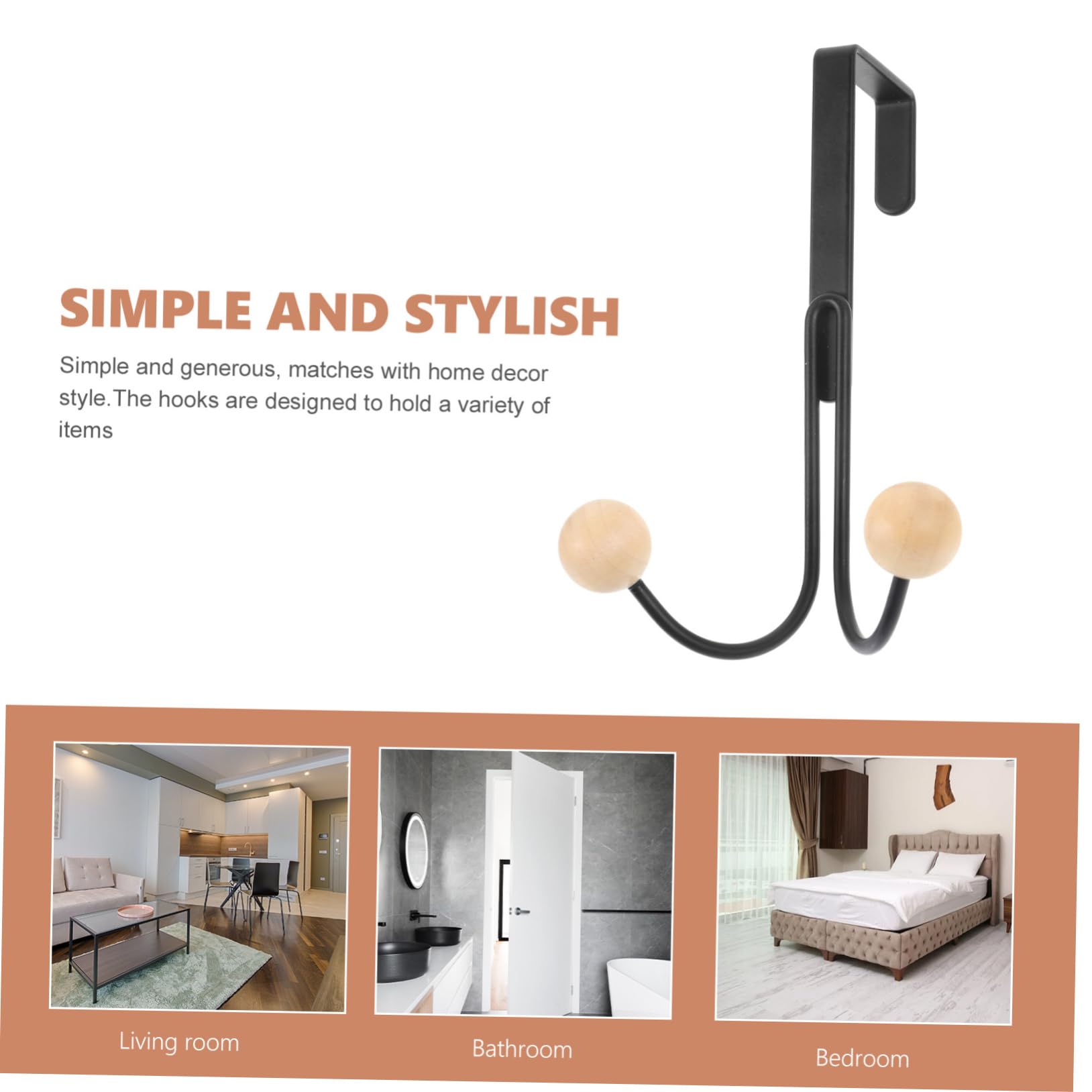 Zerodeko 5 Series Gancho De Puerta Puertas Prenda Moderno Gancho De Toalla Abrigo Colgador De Bolso De Armario Ganchos Colgantes Ganchos Para Colgar Percheros De Madera Negro 2 Piezas X 5