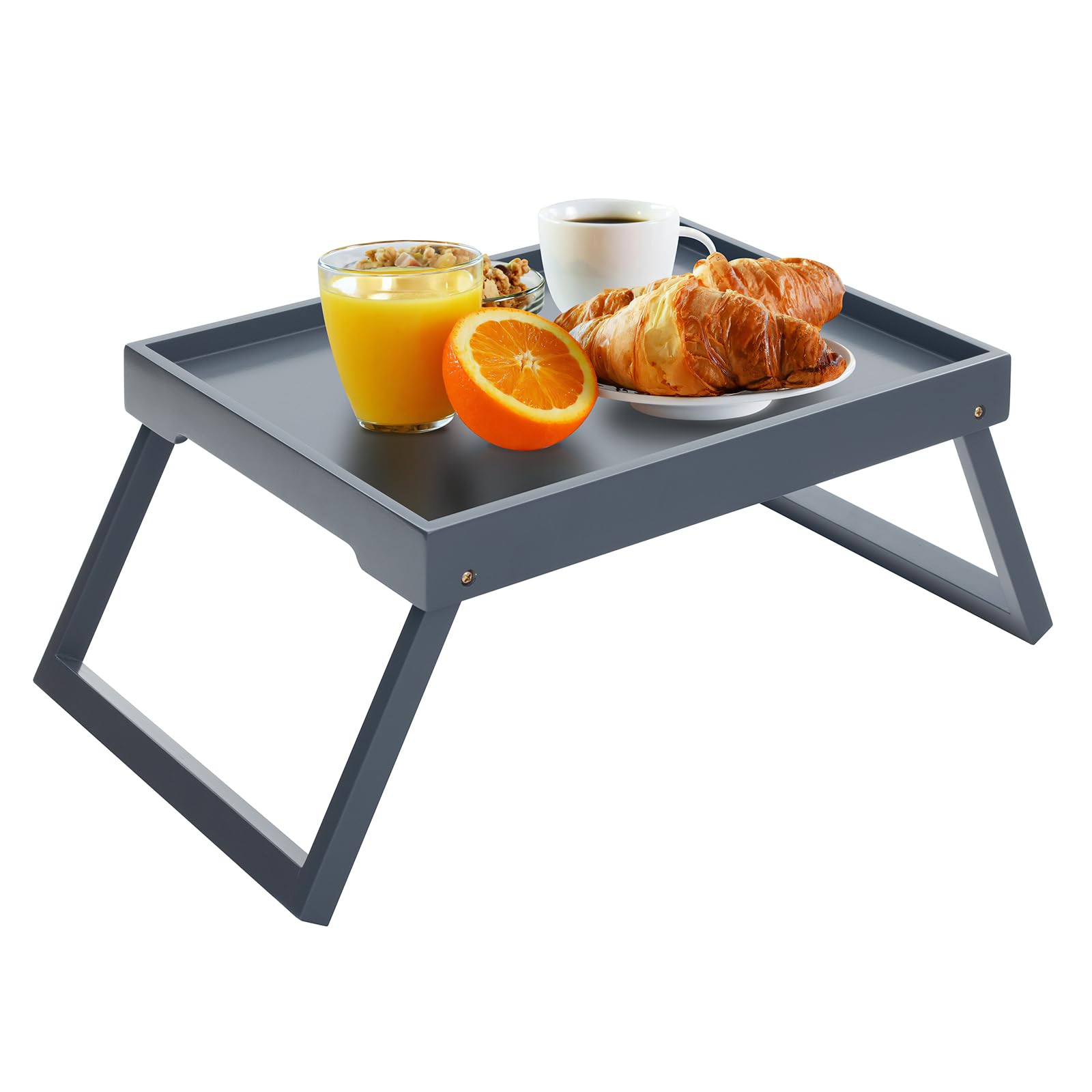 RRX Bed Tray Table with Folding Legs, Breakfast in Bed Tray (Grey, 49.5 * 27.4 * 19.55cm)