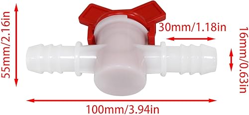 Miniatura 3 de Lovelysp - Válvulas de bola de púas blancas de 12 pulgada de identificación en línea, válvulas de bola para riego por goteo y acuarios, interruptor