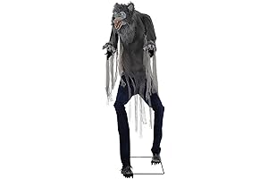 Haunted Hill Farm 7-Ft. Tall Towering Werewolf Animatronic for Spine-Tingling Halloween Fright