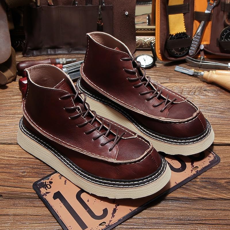 HBJWOV Men's Lace-up Stitching Design Leather Oxford Shoes Height-enhancing Breathable Car Stitching Design Casual Versatile Suitable for Work And School