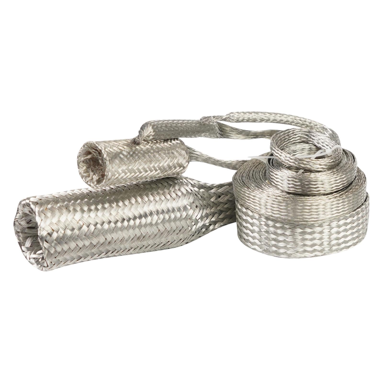Braid Hose Sleeving Kit Aluminium Edelstahl Geflecht Austausch Schlauchset Dekorativ für Autowerkstatt Reparatur Motorenbau, Silber
