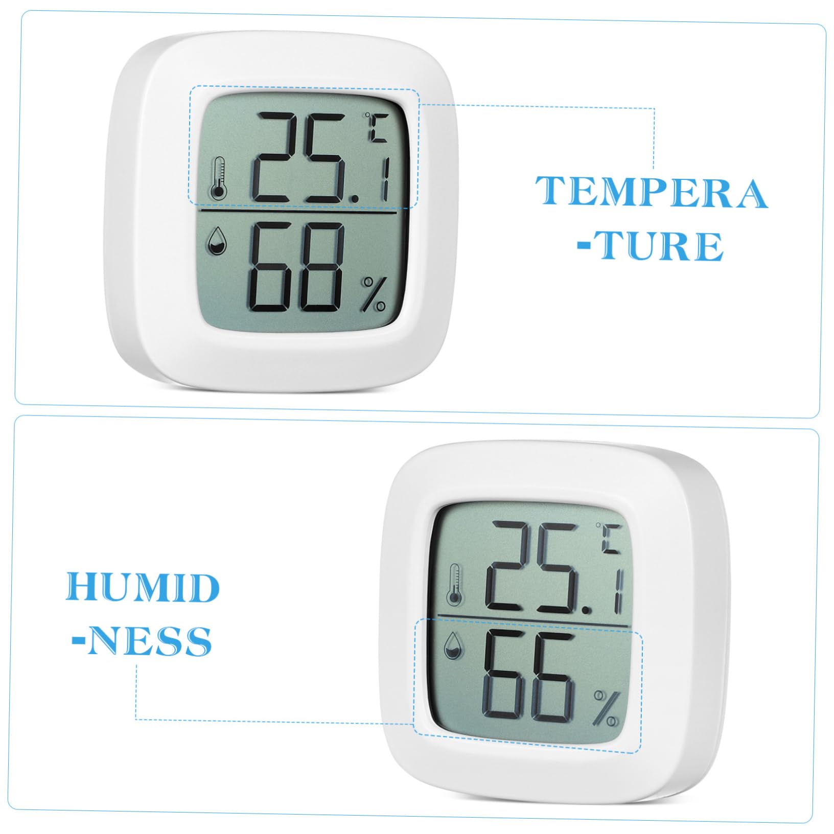 HEMOTON 4 Sätze Thermometer Drinnen Celsius Messgerät Messung Mini Hygrometer Temperaturmesser Nach Hause Feuchtigkeit Und Temperaturmesser Digitale Temperaturanzeige Abs Weiß 3 Stück * 4