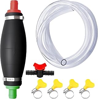 Bomba de agua manual, con manguera de PVC resistente a combustibles 2m incl. tapón, regulador, bomba de transferencia con función de vacío, bomba manual de gasolina para gasolina, diésel y aceite