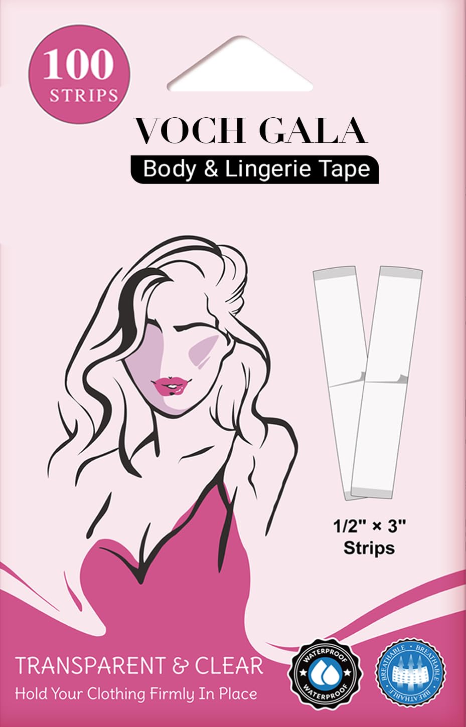 VOCH GALADouble Sided Tape for Clothes and Fashion – Stick & Easy Peel Clear Fabric Tape, Per-Cut Hypoallergenic Body Tape & Clothing Tape, Portable Emergency & Multi-Scene Use, Event Hold