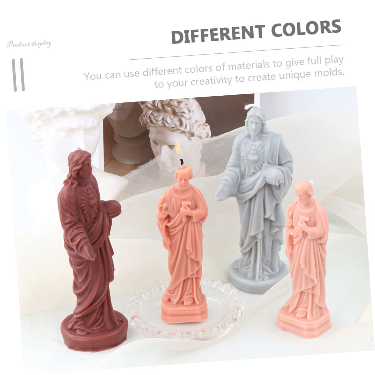 Homoyoyo 5piezas Molde De Silicona Para Velas Diseño De Escultura Religiosa De Jesús Molde Para Fabricación De Velas y Jabones Para Decoración y Manualidades