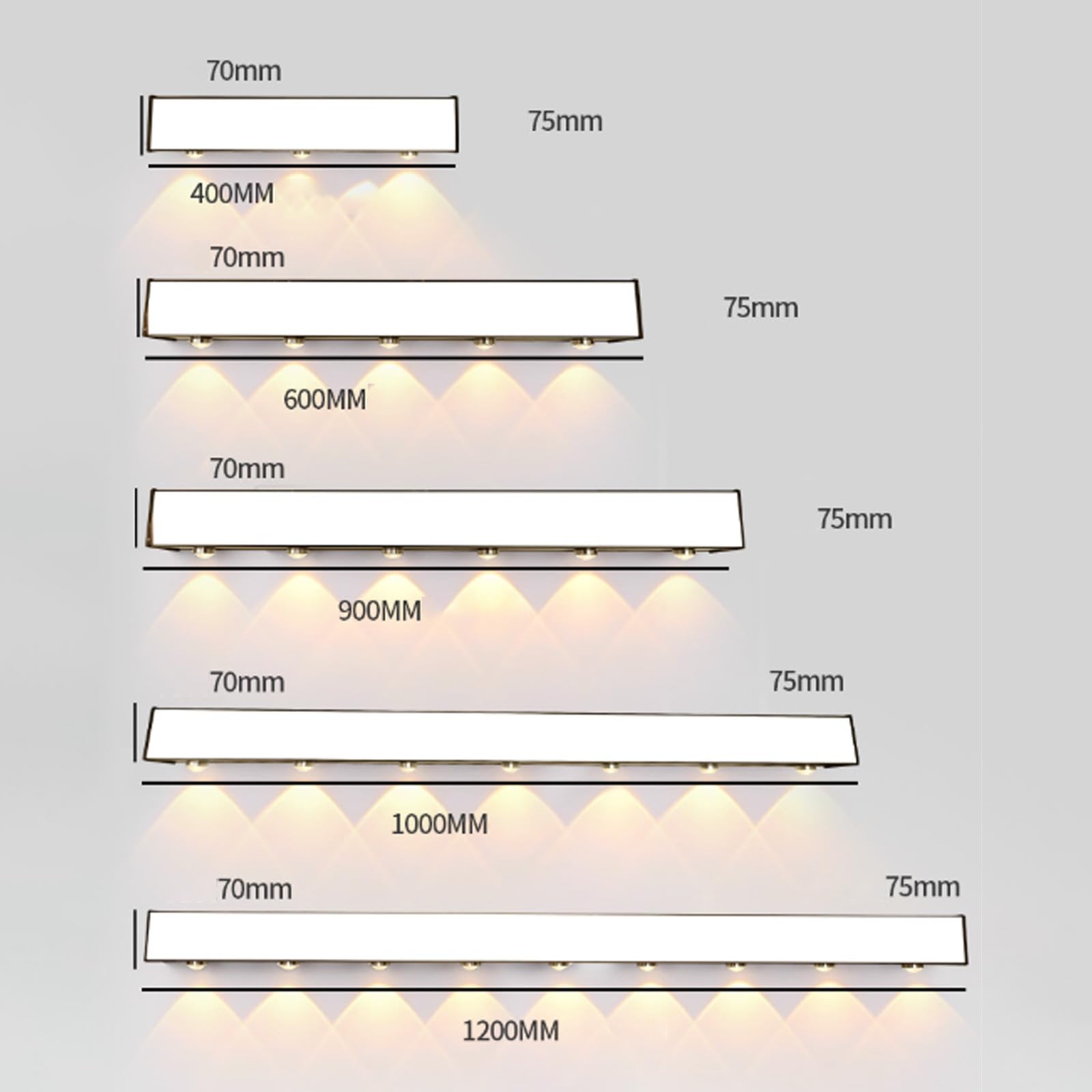 Wandleuchte LED IP65 Etanche Avec Spots, modernes Design, Longue, aus Aluminium, minimalistischer Stil, Rechteck, Schwarz, für Villa, Couloir, Garten, Bad