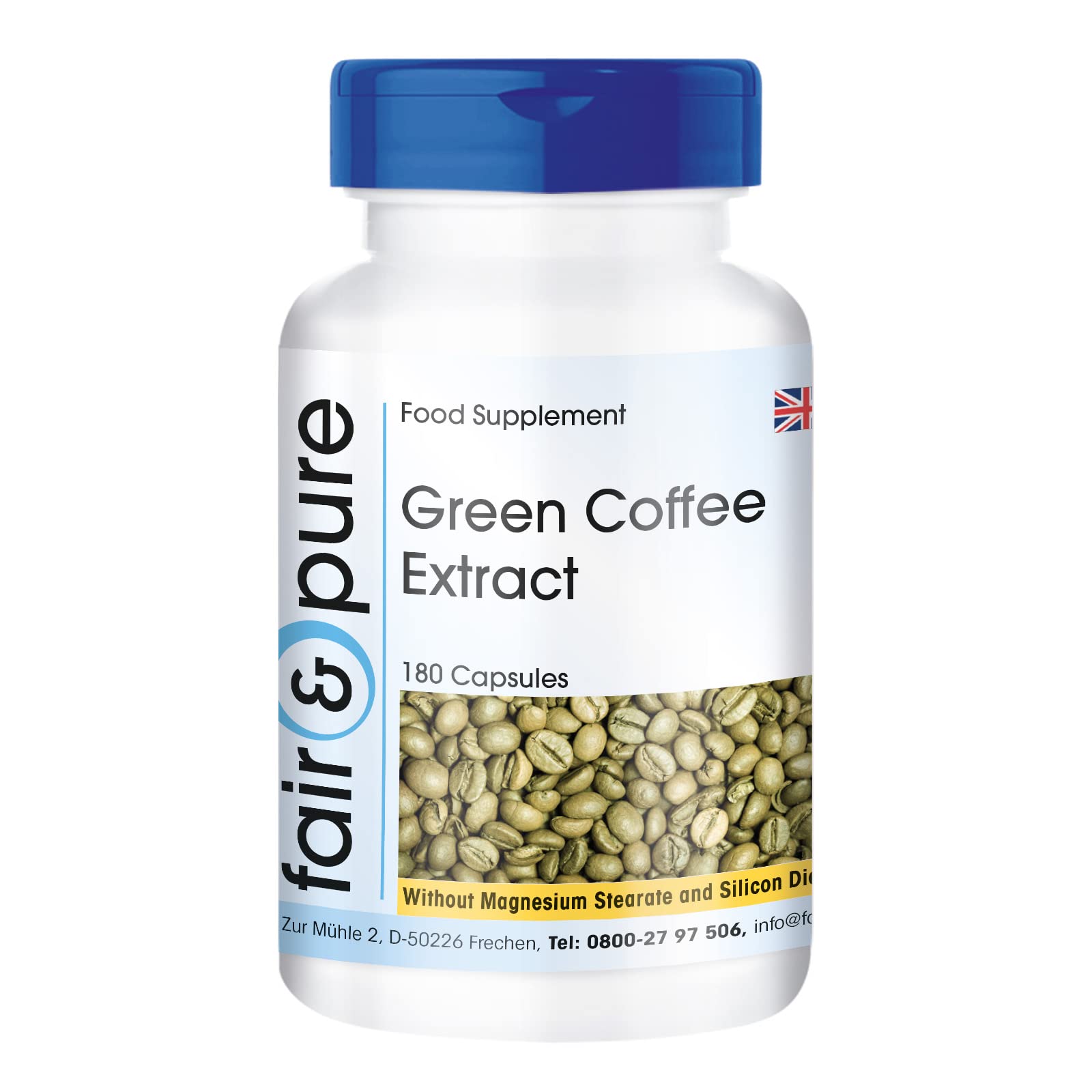 Green Coffee Bean Extract - 500mg - Vegan - 180 Capsules