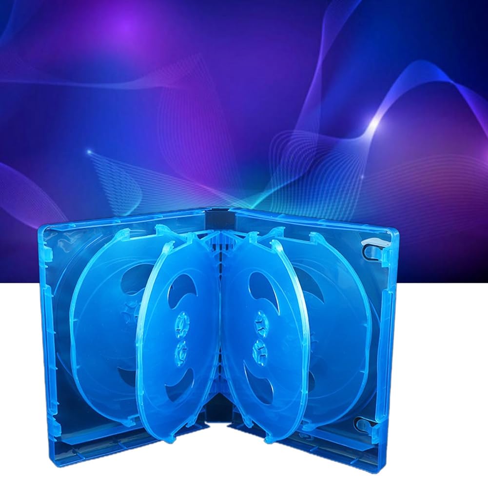 Caja de almacenamiento para CD, paquete de 10 unidades, de plástico, de doble cara, para coche, funda gruesa para DVD, fácil de instalar, fácil de usar, color azul