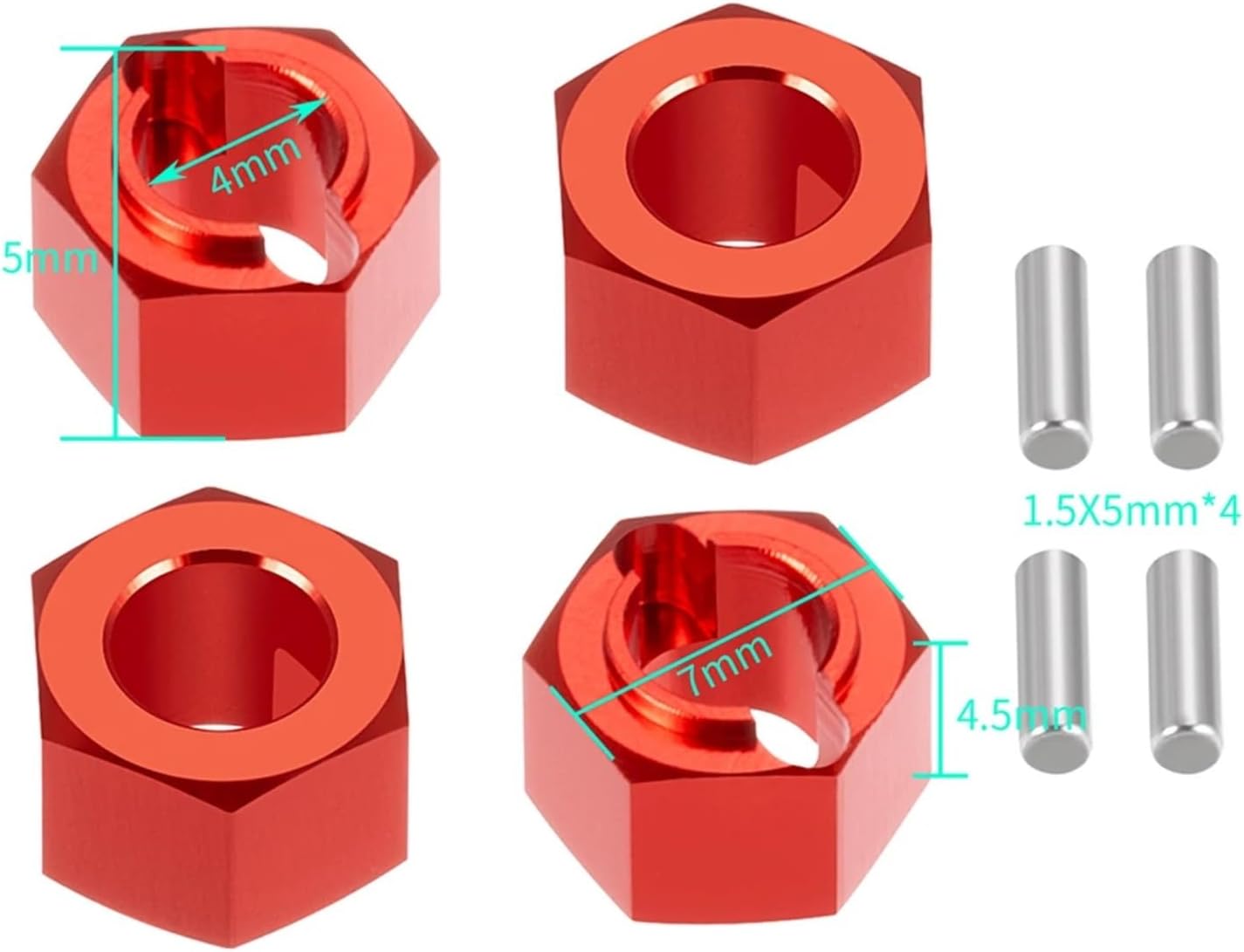 For Mini-T 2.0 For Mini-B 2WD 1/18 1/16 アルミ合金 7mm 六角ホイールハブアダプター RC