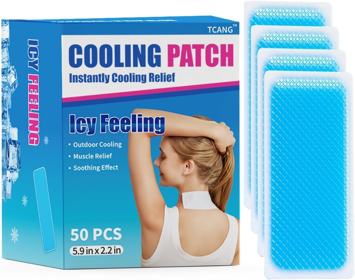 50 Pack Instant Cooling Ice Packs for Outdoor Activities Summer Heat Relief - Large Disposable Cooling Patches for Neck Body, Camping Hiking Sports, Instant Temperature Drop