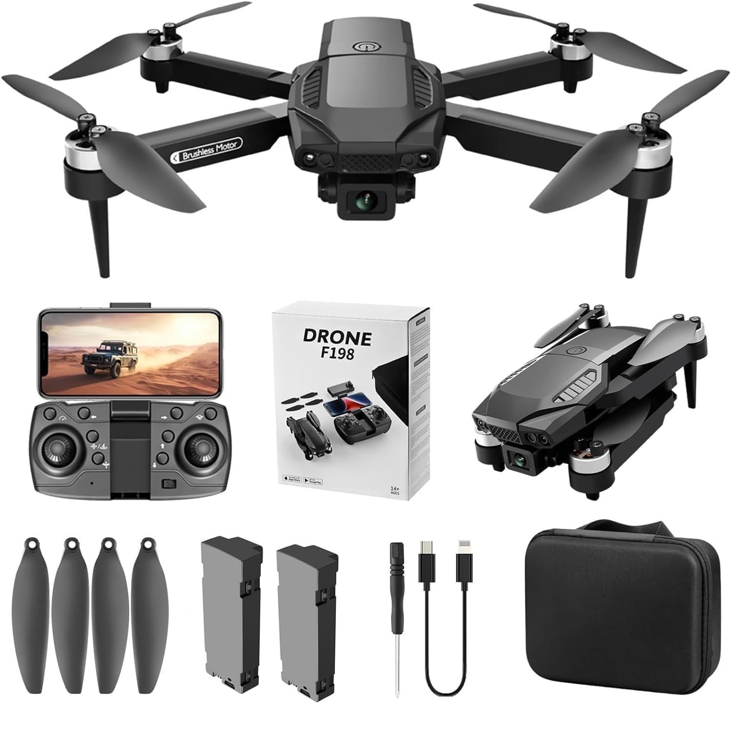 Amitasha Drone with 4K 1080p HD Dual Camera Brushless Motor, One Click Takeoff/Landing 360° Flip Rolling Gesture Control Wi-Fi Camera Remote Control Drone with Follow Me Function (B0DHPHP66Y) Amazon Price History, Amazon Price Tracker