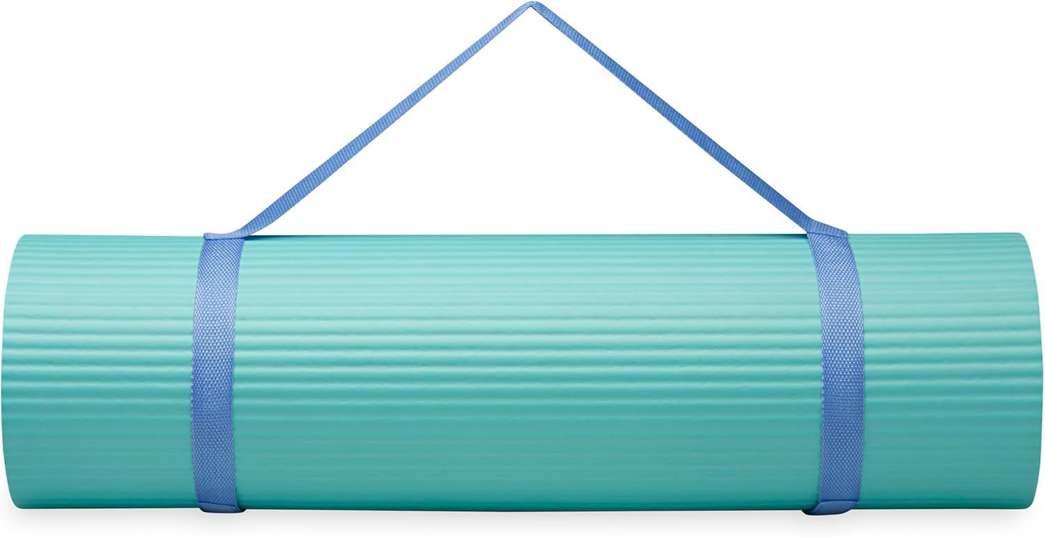 POPSUGAR 10mm Fitness Mat, 72" x 23.5" (Seafoam, Solid) with Easy Carry Strap, Extra-Thick Non-Slip Exercise Mat for Men & Women, Ideal Home Workout & Gym Mat for Abs & Floor Exercises and Stretching