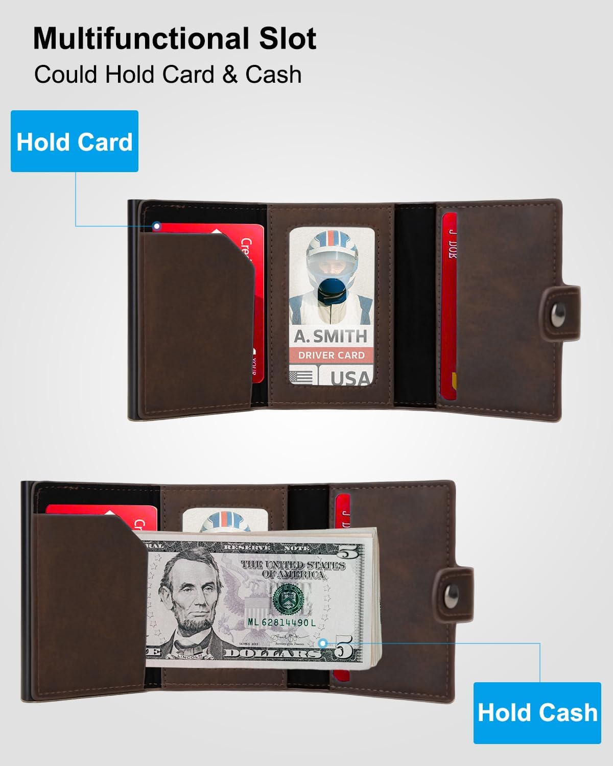 AirTag Wallet for Men: Pop Up Bank Credit Card Holder,Secure Holder for Apple Air Tag, RFID Blocking, Slim, Minimalist, Smart, 10 Cards Capacitiy | ID Window | Cash Slot | Coin Pocket (Coffee)