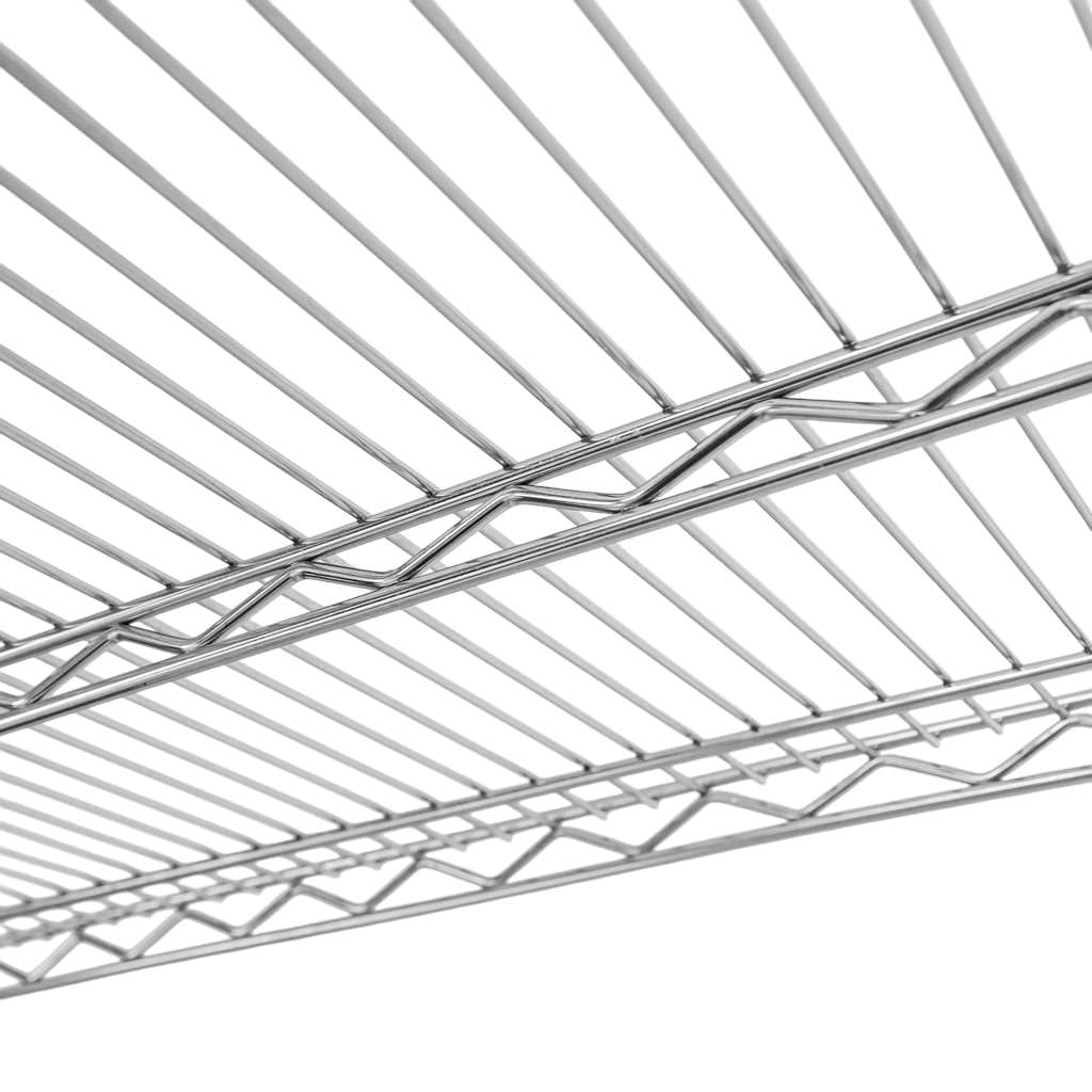Mega-M Estantería de alambre cromado de 4 estantes 90 × 45 × 180 cm de acero cromado estantes ajustables capacidad de carga 250 kg/estante montaje sin herramientas