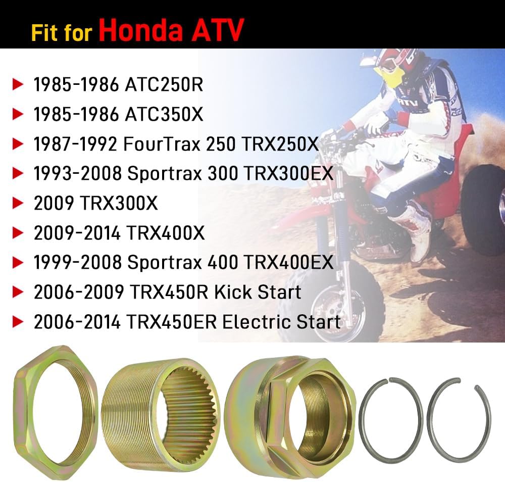 400EX Axle Lock Nut Jam Sleeve Clip for Honda ATV TRX300EX TRX400EX TRX250X TRX300X TRX400X TRX450R TRX450ER ATC250R ATC350X Sportrax 300 FourTrax 250 ACT TRX 300EX 250X 300X 400X 450R 450ER