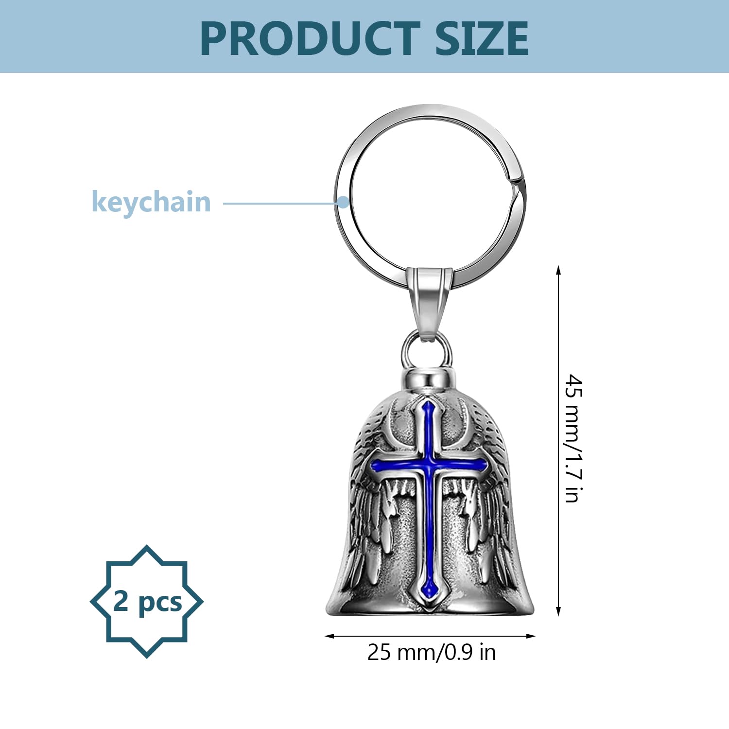 2 Campanas Guardian Bell De Acero Inoxidable – Amuleto De La Suerte Para Moto, Llavero Protector Contra Malos Espíritus, Acabado Cromado (Cromo)