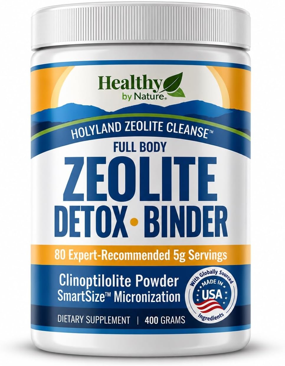 Healthy by Nature HolyLand Zeolite Cleanse - Safe & Effective Detox Cleanse Powder - Supports Natural Energy, Mental Focus, Immune Defense, Optimal Gut & Balanced pH (1 to 3 Mo Supply, 400 Grams)