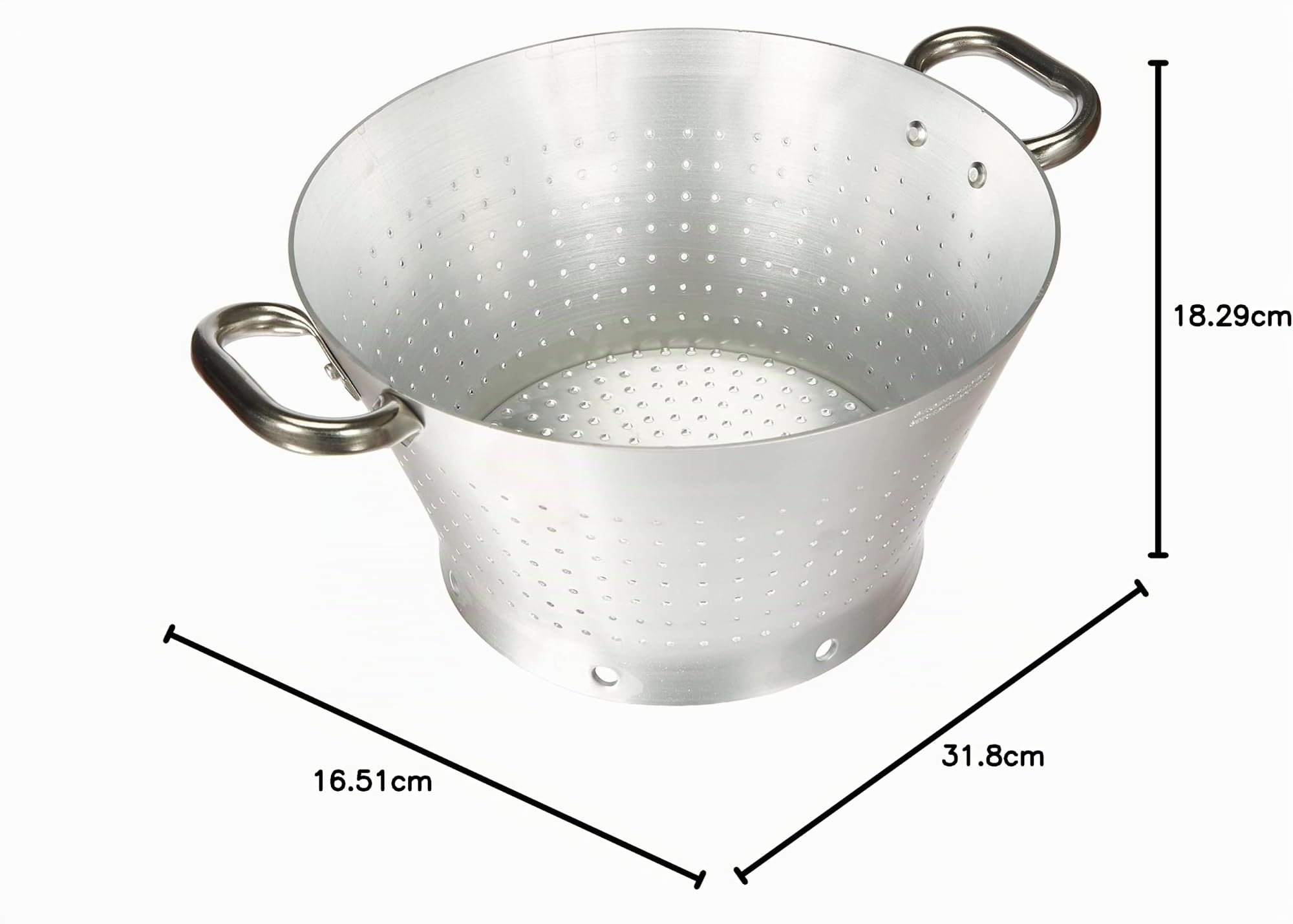 Pentole Agnelli ALMA16830 Passoire Conique avec poignées en INOX épaisseur 3 mm, diamètre 30 cm
