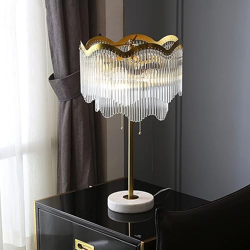 Miniatura 5 de JITEM Lámpara de Mesa Lámpara de mesa de cristal de cristal nórdico minimalista E27 lámpara de noche de mármol con interruptor de cable de tracción