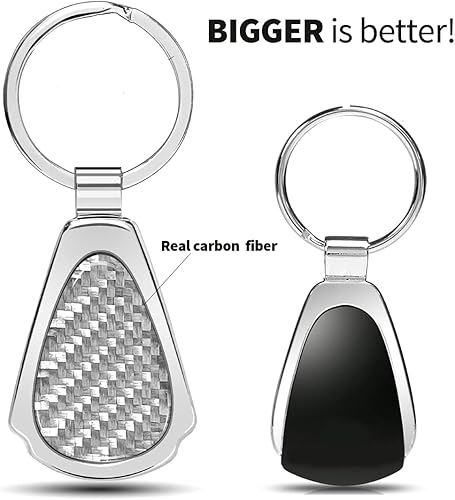 Miniatura 5 de Llavero de lágrima de metal cromado de fibra de carbono con cúpula de plata real con licencia oficial para Chevrolet Camaro SS, Plata/Cromo, Pequeño