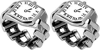 Anéis De Jóias Relógio de Algarismos Romanos Relógio de Dedo Feminino Relógio de Dedo Fashion Relógio de Dedo Anelar Anel de Ornamento 2 Pe?as Anéis De Mulher