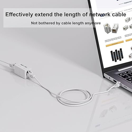 Miniatura 3 de iwillink Paquete de 20 acopladores RJ45 Cat6, conector RJ45 hembra a hembra para cable Ethernet Cat6Cat5eCat5, adaptador extensor Ethernet, blanco