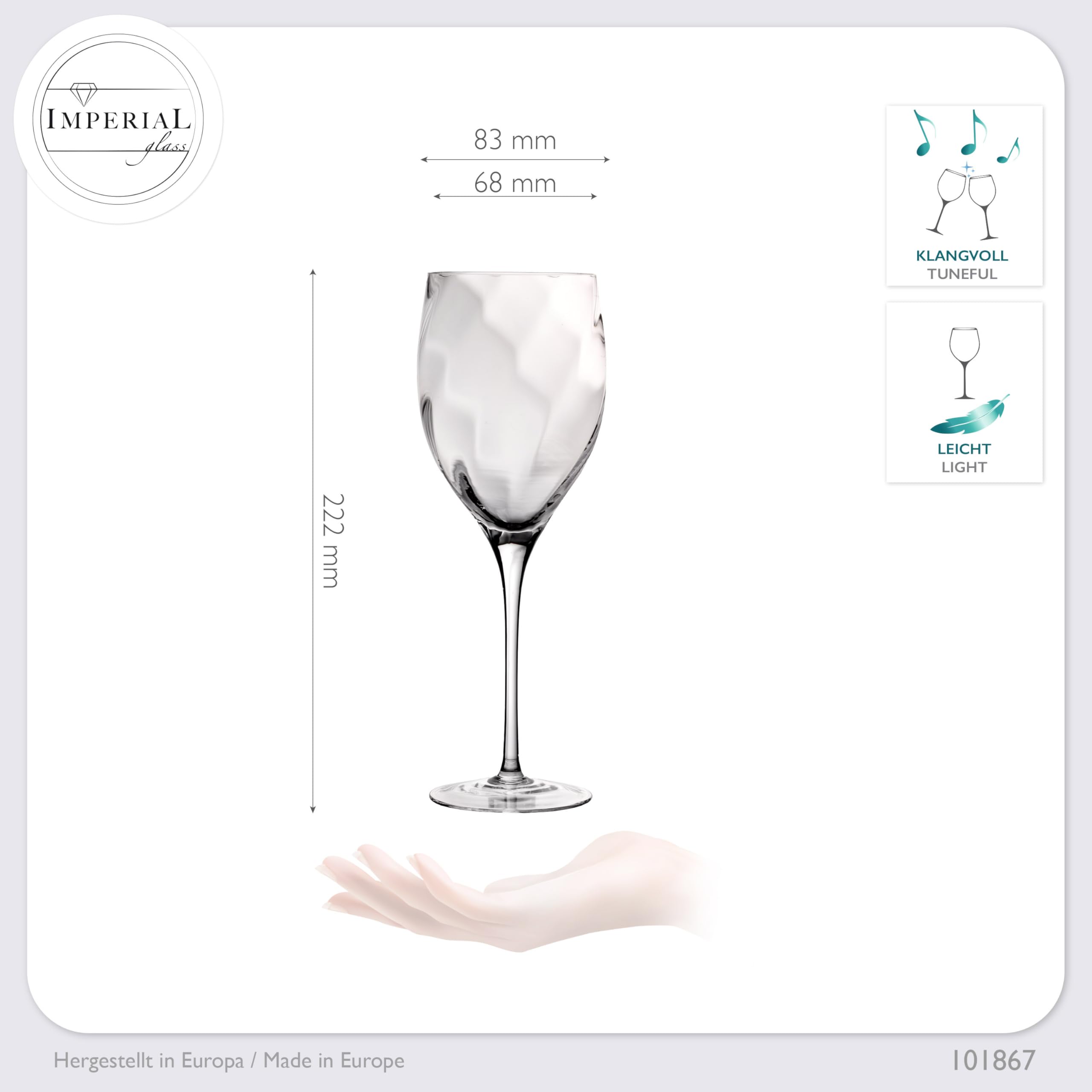 Imperial - Copas de vino tinto (350 ml, 2 piezas, hechas a mano)