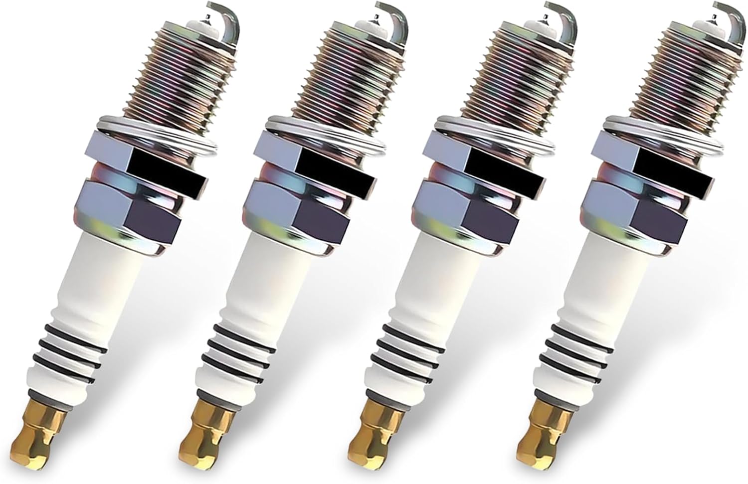 4 PCS Car Spark Plug, Alloy Engine Starts Rapid Ignition to Reduce Fuel Consumption Anti-shake Spark Plug, Modification Replacement Accessories, Compatible with Honda, Mazda, Lexus (Silver)