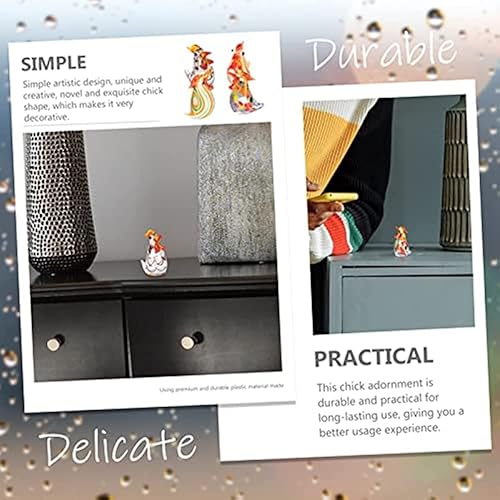 Miniatura 4 de MAEPA 4 piezas de escultura de pollo de vidrio soplado a mano, adornos de animales de vidrio, pisapapeles, jardín de hadas, decoración de Pascua