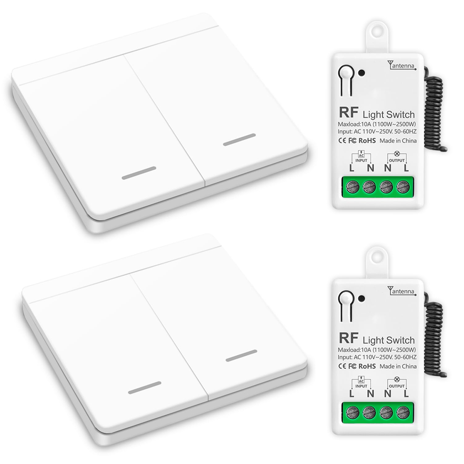 DieseRC Mini Wireless Light Switch Kit 86 Wall Panel RF Safety Switch and 10 Amp Relay receiver controller, No Wiring Easy Install, for Indoor Outdoor Light Lamp — image 1