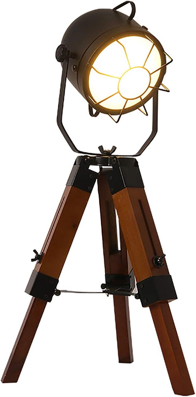 Industrial Desk lamp OldFashioned Small Adjustable Wooden Lighting for