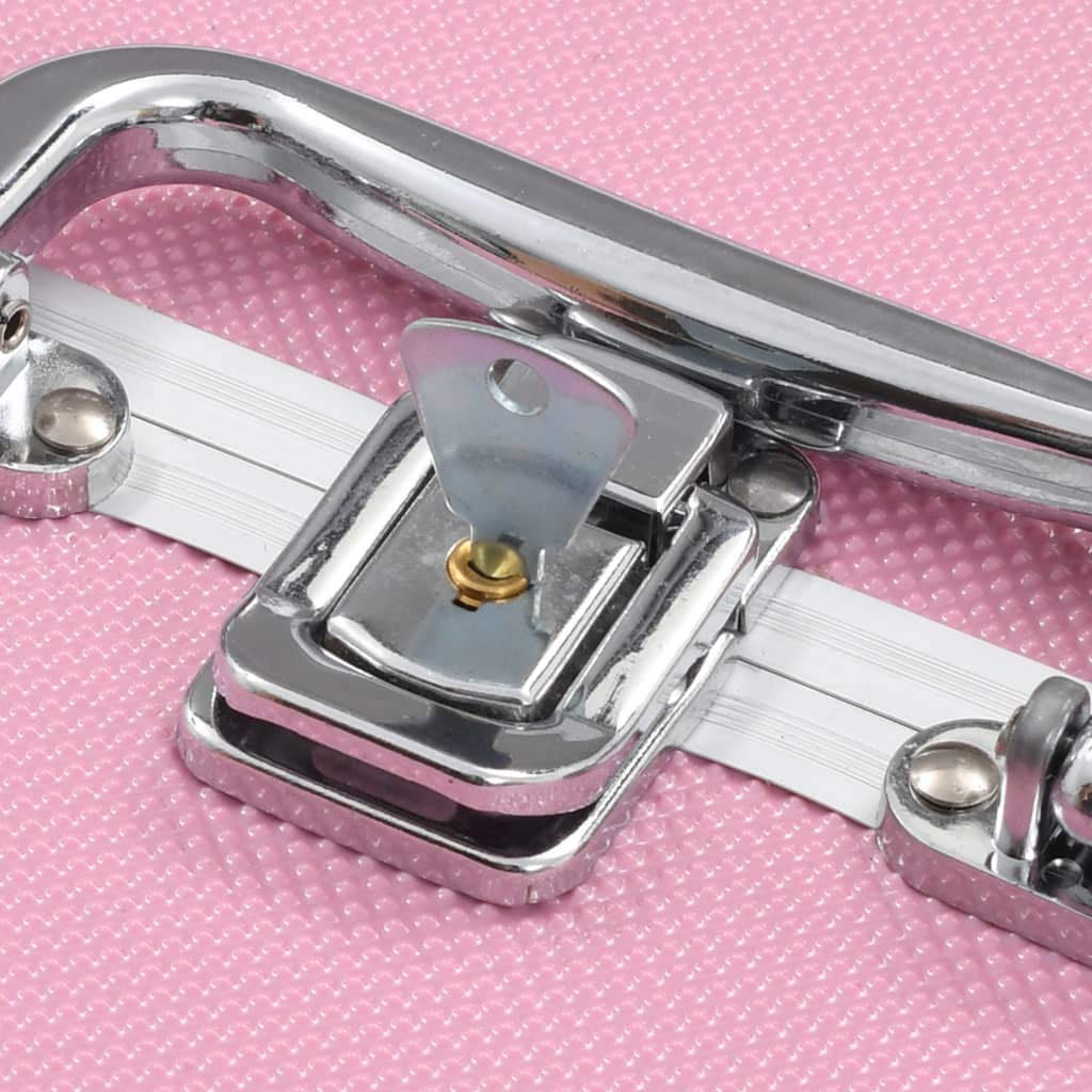 Kosmetikkoffer Aluminium Rosa 22x30x21 cm mit Tragegriff abschließbar ausziehbare Tabletts ideal für Reise Urlaub Handgepäck Makeup Organizer Aufbewahrung Kulturbeutel Necessaire