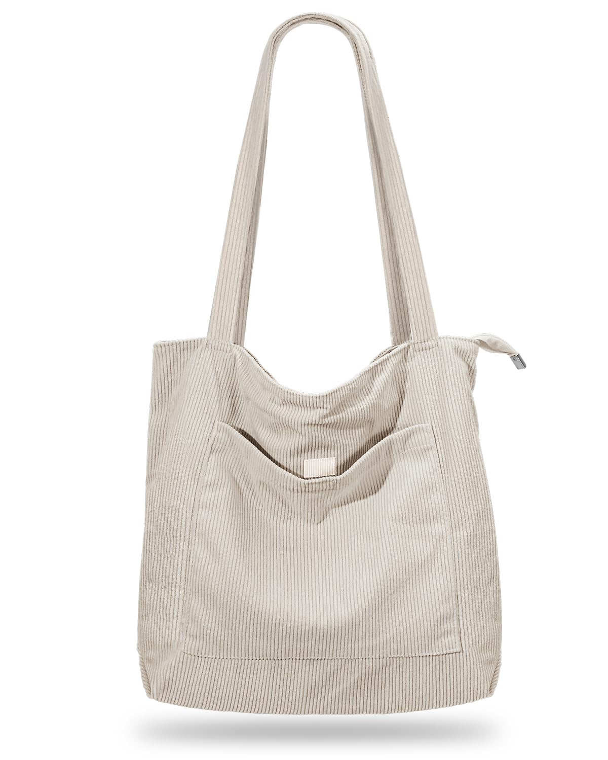 Iioscre Corduroy Tote Bag for Women,Hobo HandBags with Zipper,Large Capacity Casual Shoulder Handbags with Inner Pockets