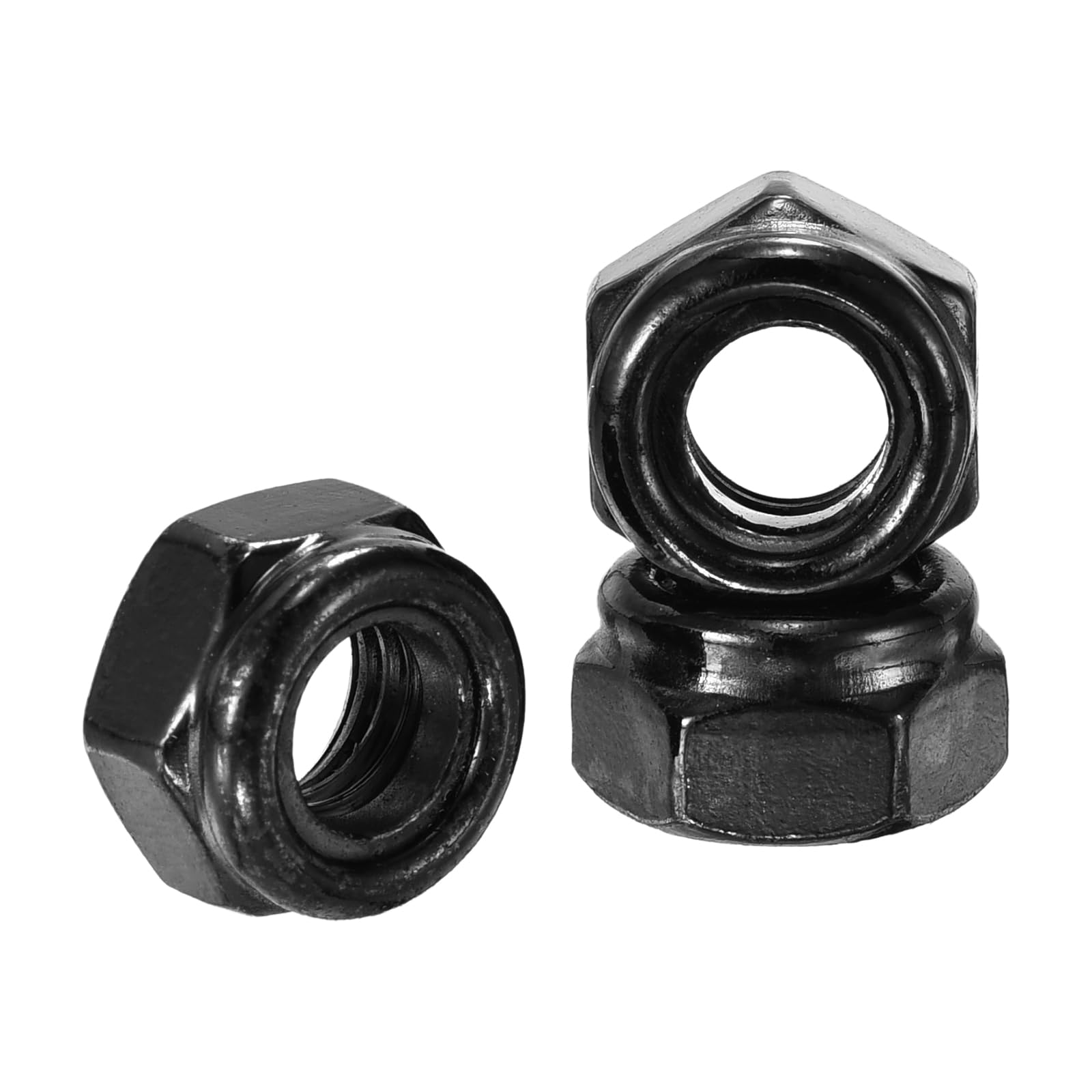 Kozelo 55Pcs Nylon Locking Hex Nuts - [M8-1.25], 304 Stainless Steel Hardware Nuts, Black, for Automotive, Aerospace, Industrial Applications Use — image 1