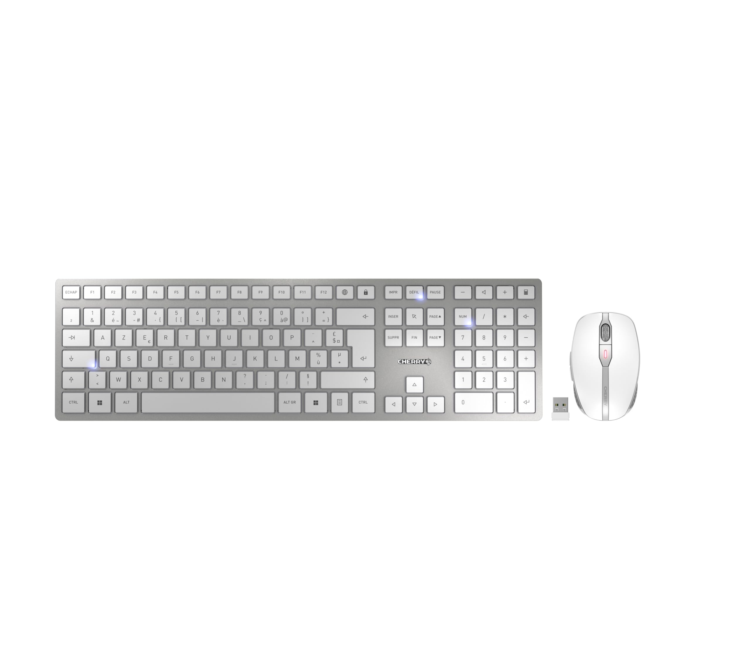 tastiera e mouse wireless cherry dw 9100 bluetooth azerty white silver