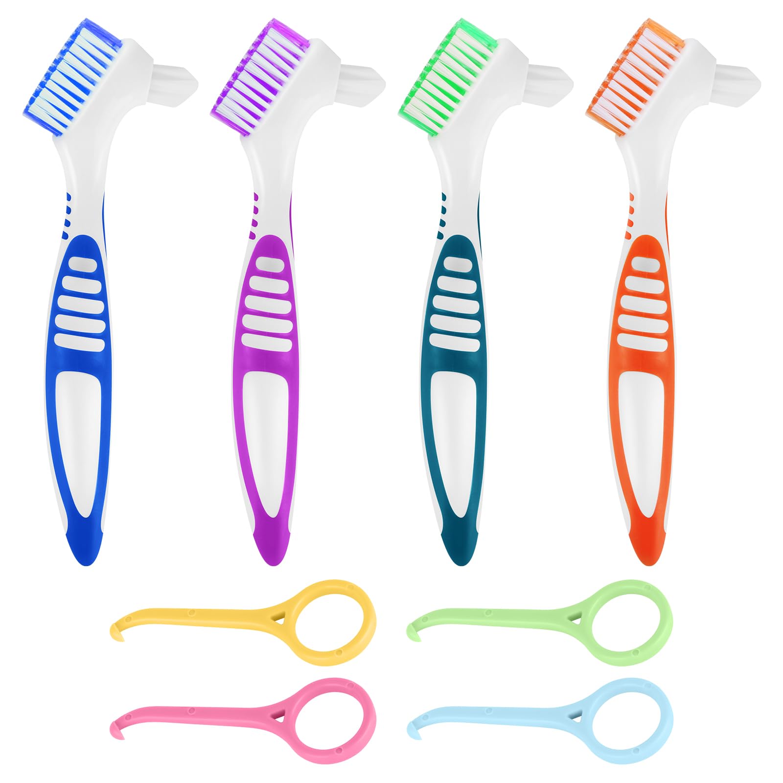 4 pcs Denture Brushes, Dual-Head Denture Cleaning with Aligner Removal Tool, Multi-Layer False Teeth Set Portable Toothbrush Cleaner for Denture Cleaning, Retainer Cleaning, Oral Care-picture-26