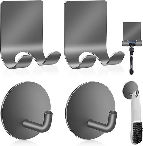 Miniatura 7 de Soporte para maquinilla de afeitar de acero inoxidable 304 para ducha + adhesivo resistente al agua, ganchos de pared premium para colgar toallas,