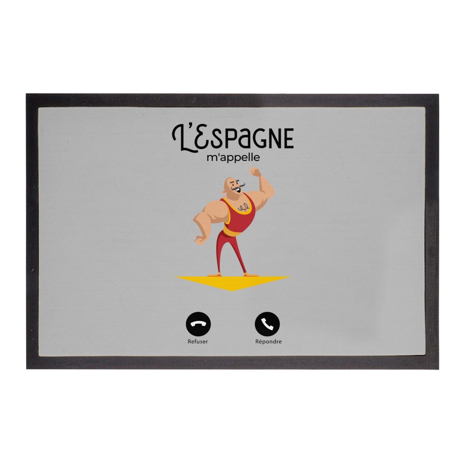 Paillasson gris résistant l'Espagne m'appelle 75x50cm grand tapis d'essuyage absorbant et robuste