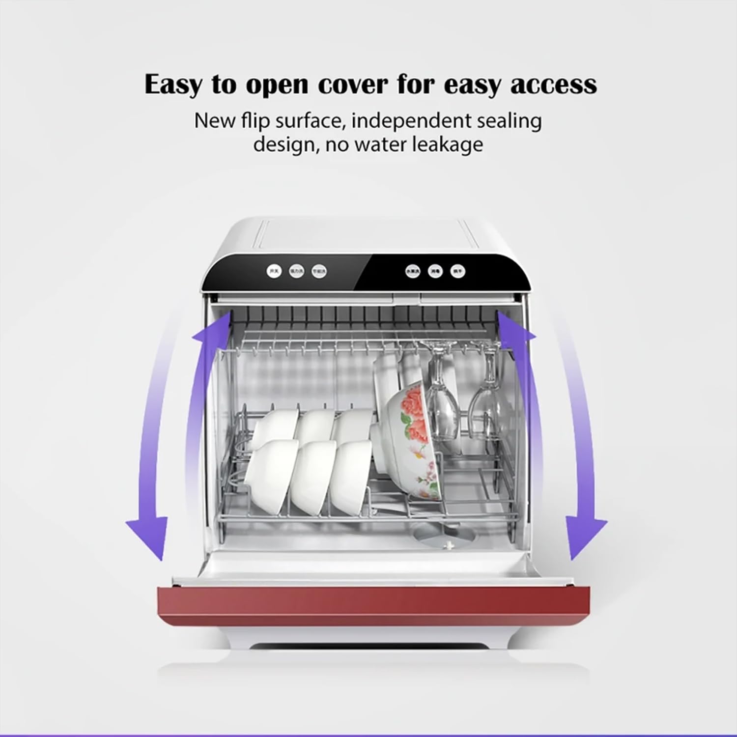 ERICAT Mini Lavavajillas De Encimera, Lavavajillas De Sobremesa con Pantalla Táctil LED, Lavado 360º Y Limpieza a Alta Temperatura 72°C, Tiempo De Lavado 10-90 Minutos, para Cocinas, Dormitorios