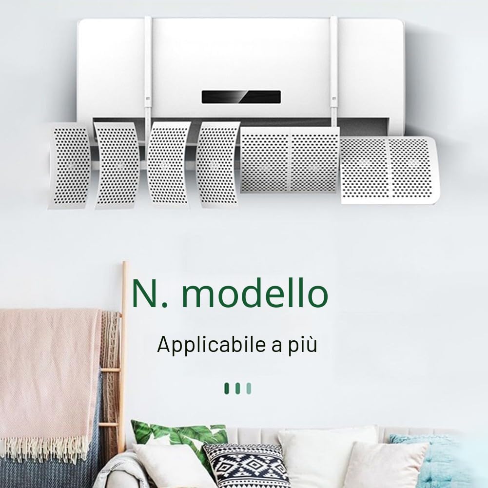 Deflettore di flusso per condizionatore a 8 foglie, deflettore per condizionatore, deflettore universale a parete per uscita diretta dell'aria per casa/ufficio, bianco (filtro al carbone)