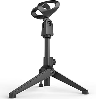Desktop Tripod Microphone Stand, Portable Mic Table Stand, Universal Adjustable Desktop Microphone Stand, Super Lightweight Desktop Microphone Tripod Stand With Mic Clip Adjustable Height