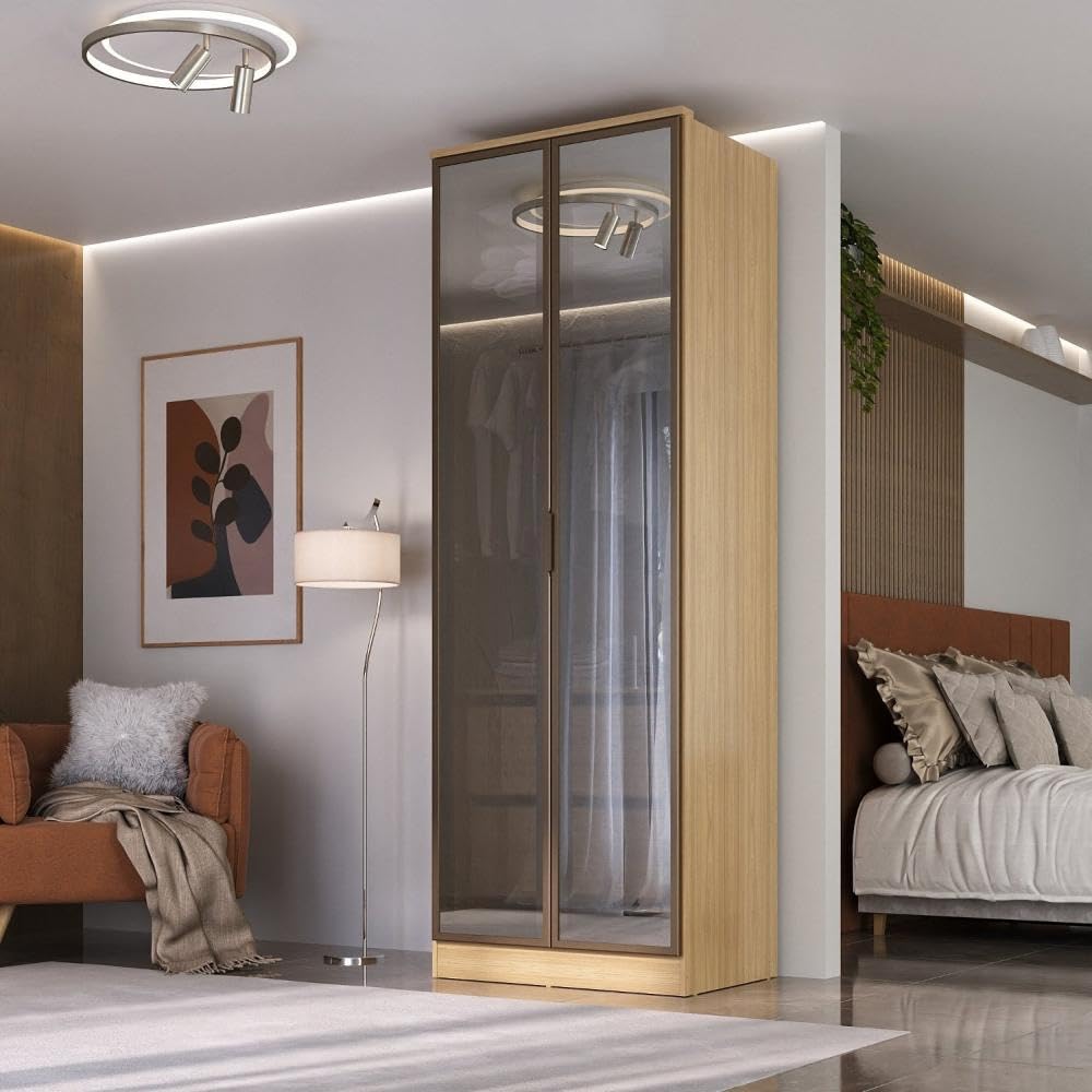 Guarda-roupa 2 Portas Reflecta 2 Gavetas Internas Ravi Olmo