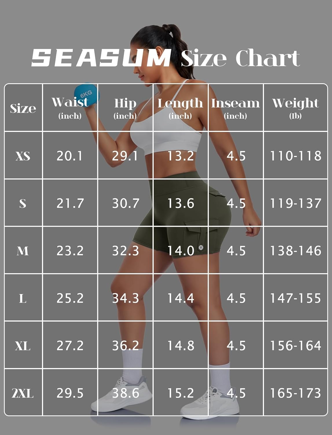 SEASUM Scrunch Butt Shorts for Women with Cargo Pockets Booty Lifting 4.5" No Front Seam Biker Workout Shorts - Image 7